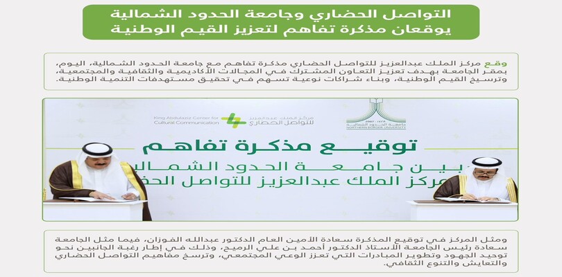 المركز وجامعة الحدود الشمالية يوقعان مذكرة تفاهم